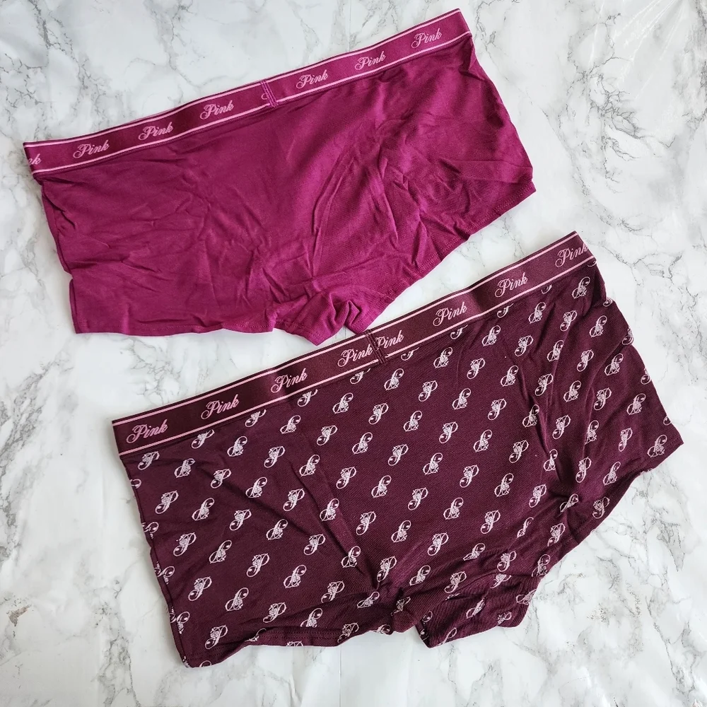 Victoria's Secret Pink 5-Pack Logo Cotton Shortie Panties Boy Short Pack  XL